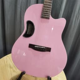 Fibra de carbono aço-corda guitarra acústica, Spruce Top Solid, 4 cores, alto brilho, preto, verde, roxo, Folk Pop, 41" - Image 6
