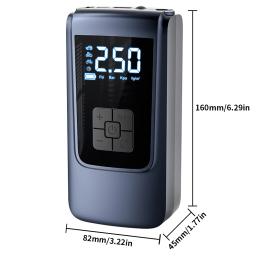 Compressor de ar inteligente com luz LED, carro pneu Inflator, Inflator pneumático portátil, bomba do pneu sem fio, motocicleta, 6000mAh, 7.4 V, 12V, 150PSI - Image 5