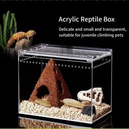 Transparente Acrílico Réptil Reprodução Box, Aranha Lagarto, Anfíbio Terrário, Pet à Prova de Vazamento, Arboreal Tarântula Recinto - Image 2