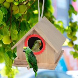 Birdhouse de madeira para jardim ao ar livre, Ninho de pássaro papagaio, Casa de madeira, Bird Cage Acessórios, Pet Shop, Jardim Pátio - Image 1