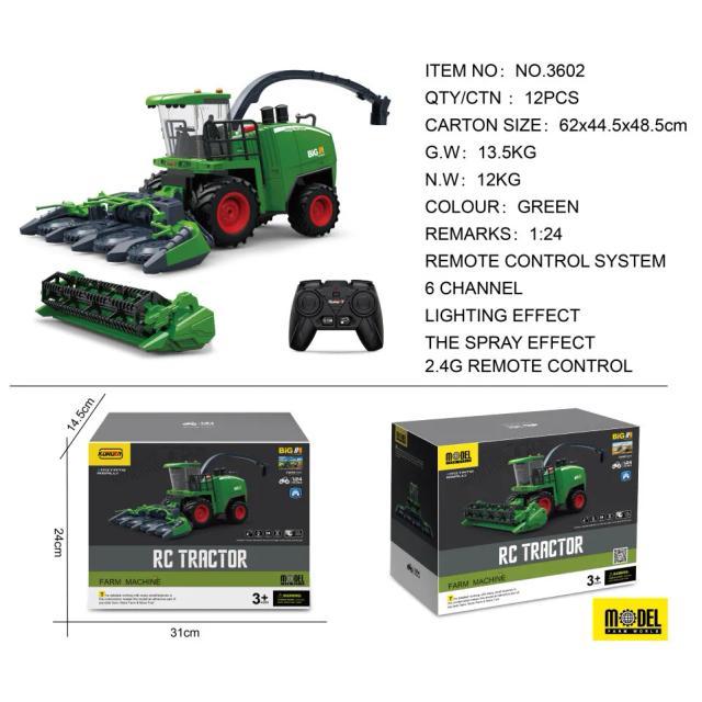 Brinquedo Colheitadeira Elétrica Controle Remoto Veículo Agrícola Spray Trator Simulação Agricultura