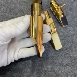 Latão banhado a ouro saxofone boquilha, em forma de bala, acessórios para instrumentos musicais tenor, soprano, alto - Image 3