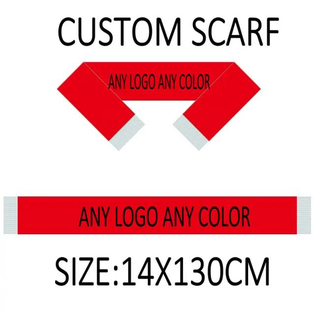 Cachecol Personalizado com Bandeira de Clube de Futebol, Lado Duplo Impresso, Ideal para Fãs - 14x130cm