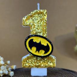 1 pçs número de aniversário 5 velas, engraçado bat tema velas de aniversário para bolo, numeral dourado 0-9 vela bolo topper com lantejoulas - Image 5