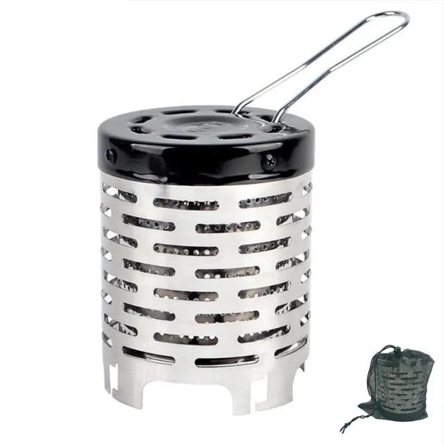 Mini Aquecedor Portátil de Aço para Acampamento - Fogão a Gás Resistente e Durável para Aquecimento ao Ar Livre