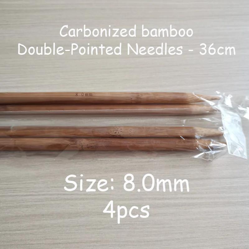Agulha de tricô reto de bambu carbonizado de ponto duplo 14inch 36cm 10 9 8 7 6.5 6 5.5 5 4.5 4 3.5 3 2.5 2 mm Agulhas de malha - Image 1