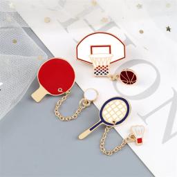 Série de esportes broches futebol basquete pingpong badminton esmalte pino bola criativa emblema camisa saco lapela pino estudante jóias - Image 4