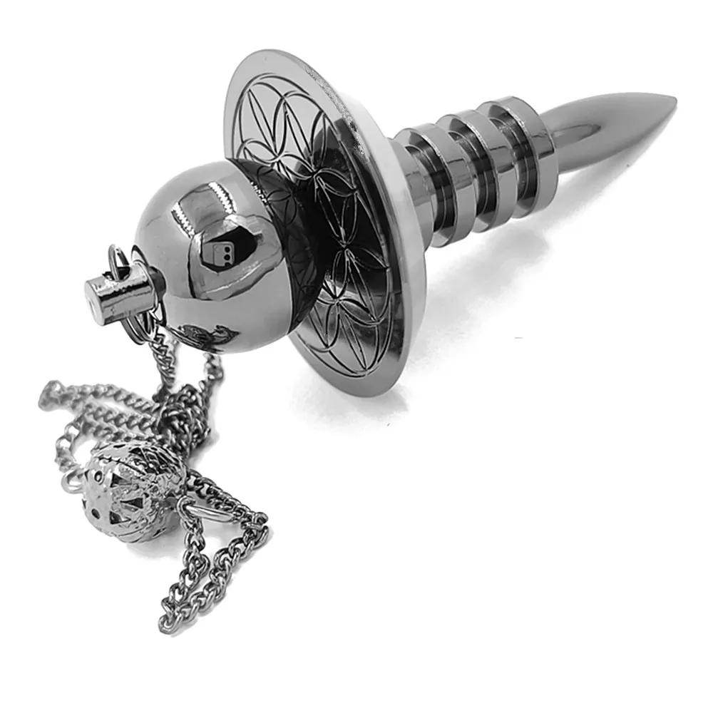 Flor da Vida Pêndulo De Latão Banhado A Ouro para Radiestesia Refeição Encantos, Chakra Amule, Wicca Cura, Energia Espiritual, Equilíbrio Apontado - Image 1
