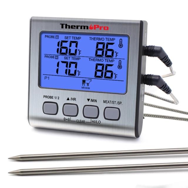 Termômetro Digital LCD com Sonda Dupla ThermoPro TP17 - Ideal para Cozinha, Churrasco e Forno com Retroiluminação