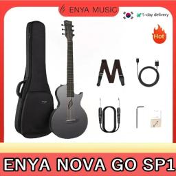 Enya-Smart Carbon Fiber guitarra elétrica, acústica com captador, caso, cinta, cabo, guitarra, violino, viagem, GO SP1, 35" - Image 1