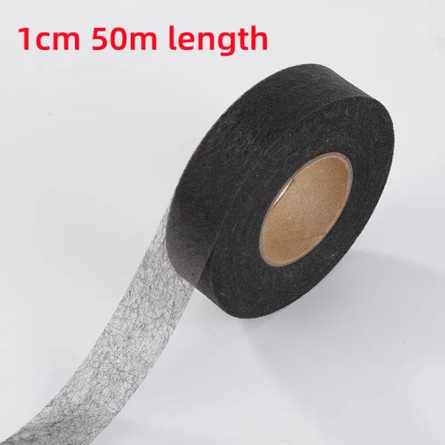 Fita Adesiva Dupla Face de 50m para Interlining em Preto e Branco - Ideal para Roupas e DIY em Costura