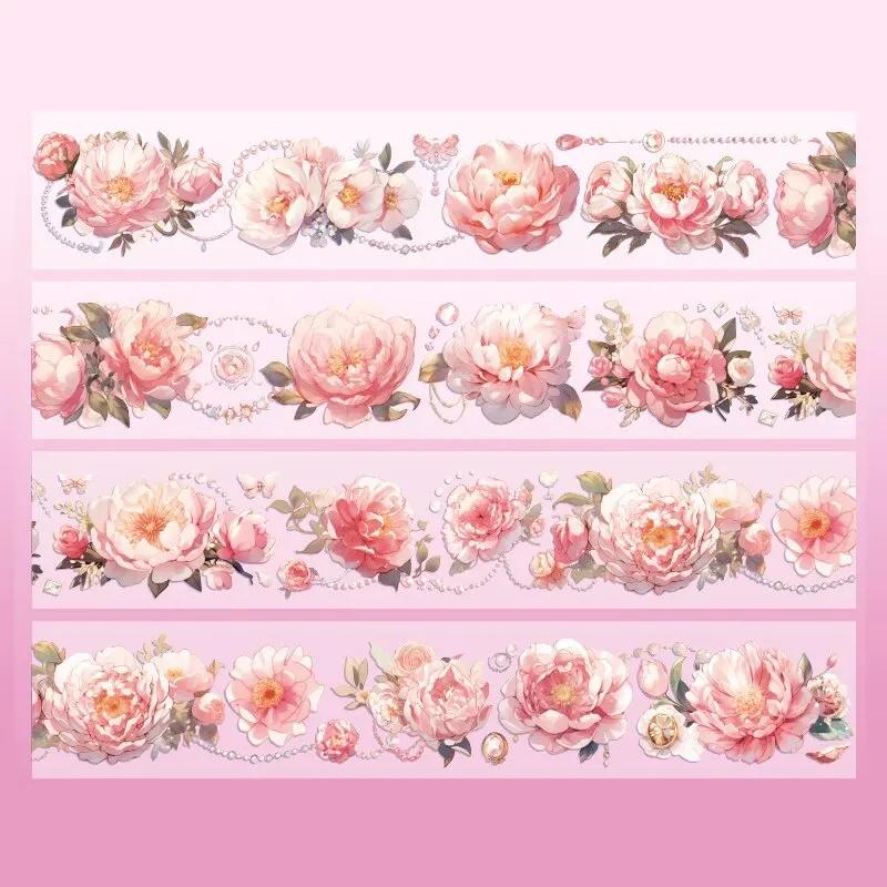 Fita PET de flor de ouro laser, Material tridimensional de manual de plantas, adesivo decorativo DIY, 4 estilos, 200cm por rolo - Image 1