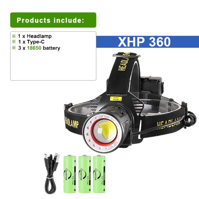 Lanterna de Cabeça Recarregável XHP70 com 1.000.000 Lumens para Pesca e Acampamento