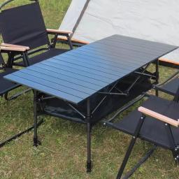 Mesa de acampamento de piquenique portátil, mesa dobrável ao ar livre, leve com bolsa de transporte fácil para viagens autónomas, mesa comprida de rolo de ovo - Image 5