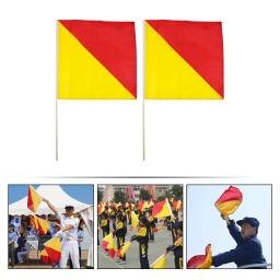 Bandeira vermelha e amarela para treinamento de desempenho, acenando sinal, equipamento de arbitragem, jogo, mão, corrida, partida comandante, 2 pcs - Image 4