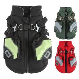 Jaqueta impermeável com arnês para cães pequenos e médios, casaco quente, roupas de inverno com zíper, roupas de cachorro - Image 2