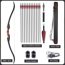 Take Down Recurve Bow, Prática de Tiro com Arco Direito, Laminado Bow Riser, 14 Strand, Bowstring Gift, Shock Absorb, 30-50lbs, 15 in, 60 in - Image 1