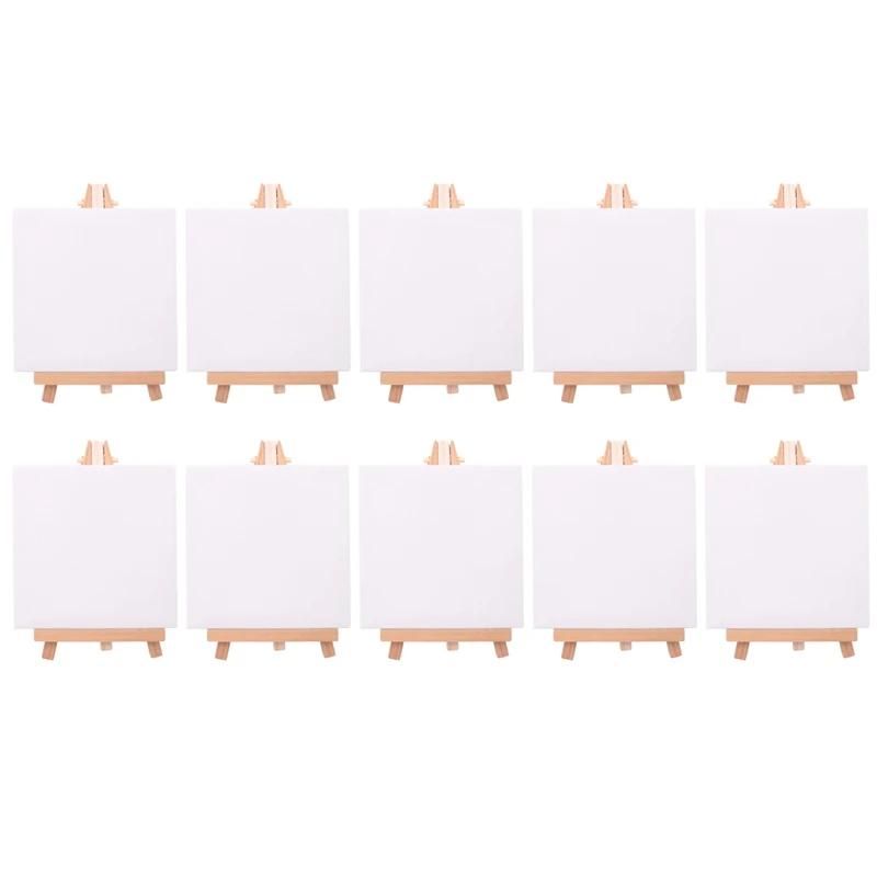 10 Set Artistas Mini Canvas Set Pintura Artesanato DIY Desenho Pequeno Mesa Cavalete Presente - Image 1