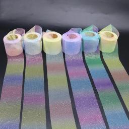 Arco-íris Gradiente Tule Fita Rolo, DIY Artesanato Artesanal, Ornamento De Cabelo, Decoração De Cozimento, Glitter Mesh, Suprimentos De Tecido, 6cm - Image 1