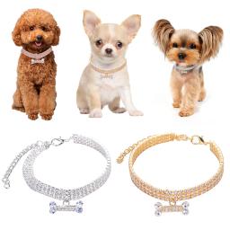 Colar para animais de estimação, suprimentos para cães e gatos, coleira ajustável com pingente de osso de zircônia de diamante, joias de luxo, metal, cobre, coleiras para cachorros - Image 3