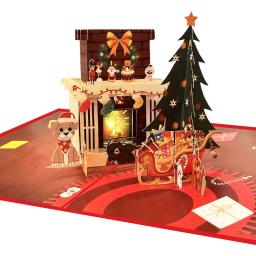 3D Pop Up Natal Saudação Cartões De Papel De Presente, Luz LED, Som Gravável, Personalizado, Atacado - Image 6
