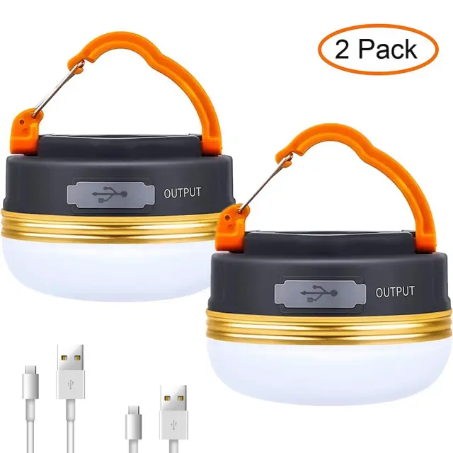 Lanterna de Acampamento USB Recarregável Portátil com Power Bank e Base Magnética para Tenda 1800mAh