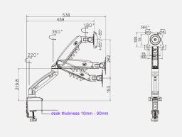 LCD LED Monitor Holder, Gás Spring Braço, Full Motion Gás Strut, TV flexível Mount, Carregando 2-9kg, NB F80 Desktop17-27 ", Novo - Image 2