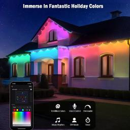 Outdoor Eaves Luzes LED, Waterproof RGB String Lights, DIY Iluminação Cena, Feriado de Natal e Festa de Aniversário Iluminação, 20m, App - Image 2