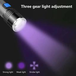USB recarregável ultravioleta tocha, 5W, 365nm, luz negra, apto para animais de estimação, gato, tinea dinheiro, minério, detecção escorpião - Image 4