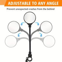 Bicicleta giratória e ajustável guidão espelho retrovisor, grande ângulo de visão traseira, espelho convexo à prova de choque, Universal, 2pcs - Image 3