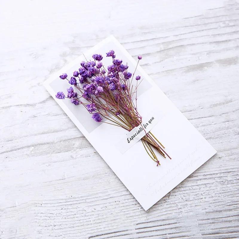 1-5 cartões de presente dos pces convite de casamento céu estrelado flores secas manuscritos bênção obrigado do aniversário você cartão de presente do dia das mães - Image 1