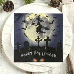Guardanapos de festa temática 2-Ply Halloween, Placemats de papel decorativo, série bruxa, criativo assustador, novo, 33x33cm, 20 unidades por pacote - Image 2