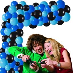 122 pçs preto luz azul real balão azul garland arco kit meninos vídeo jogos festa de aniversário decorações super-herói - Image 4