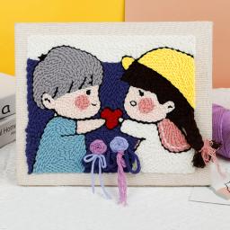 Amantes punch agulha bordado kits para iniciantes fio macio perfurador agulha bordado kit diy artes artesanato needlework decoração da sua casa - Image 3