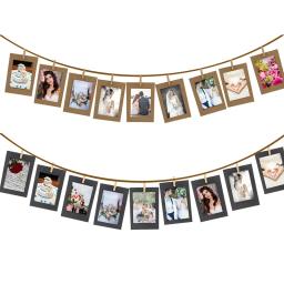 Combinação Moldura de Papel com Clipes, Kraft Papel Picture Frame, Pendurado Fotos Álbum, Decoração de Casa Artesanato, 3" - Image 6