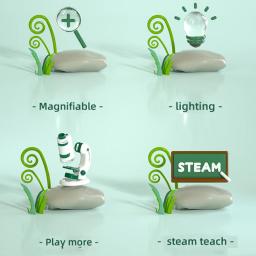 Criança ciência experimento bolso microscópio brinquedo kit 60-120x educacional mini microscópio portátil com luz crianças haste brinquedos presente - Image 6