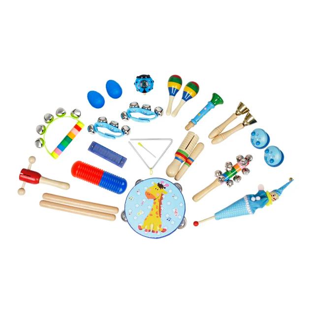 Conjunto de 22 Instrumentos Musicais Orff para Crianças: Maracas, Shakers, Pandeiros e Chocalhos Educativos