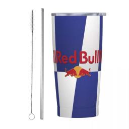 Aço inoxidável Rc Bull Caneca Térmica com Palhas e Tampa, Batalha Azul, Fria e Quente Carro Canecas, Viagem Gráfico Garrafa De Água - Image 1