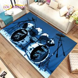 Kit de Bateria Música Drum Set Instruments Area Rug, Tapete para Home Living Room Quarto Sofá Capacho Decoração, tapete antiderrapante para crianças - Image 1