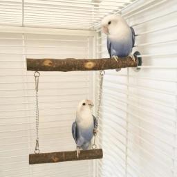 Papagaio Stand Swing Brinquedos com poleiro de madeira, quebra-cabeça resistente à mordida, Fitness Bird Perch, Trapeze Stick for Lovebird and Cockatiel - Image 1
