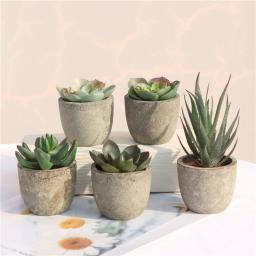Mini artificial aloe plantas bonsai pequeno simulado vaso de árvore plantas falsas flores mesa escritório vasos ornamentos casa decoração do jardim - Image 1