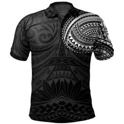 Camisa polo masculina de manga curta com botão de praia havaiano, camiseta solta de lapela, padrão tribal, verão - Image 4