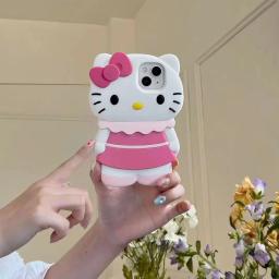 Capa de silicone macia para iPhone, desenhos animados 3D, Hello Kitty, iPhone 15, iPhone 14, iPhone 13, iPhone 12, iPhone 11 Pro Max - Image 1
