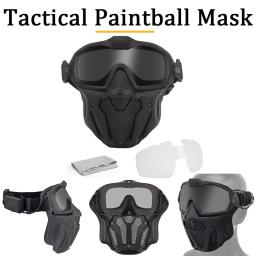 Máscara e óculos de proteção Airsoft paintball, com protetor de cabeça decorativo, Combinação muito legal de proteção de jogos ao ar livre, para tiroteio CQB, COSPLAY, BBs - Image 4