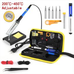 220V 60W Ferro De Solda Kit Temperatura Ajustável 15 em 1 Conjunto de Ferramentas Com Ferro De Solda EU Plug Azul AU Opcional - Image 2