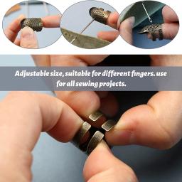 5 pçs kits de de dedais de costura de metal ajustável anéis dedal de costura protetor de dedo boné dedal de costura para acessórios de costura diy - Image 4