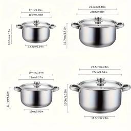 Conjunto de panelas de aço inoxidável de 4 peças, sem seleção de fogão, grande capacidade, adequado para cozinha - Image 5