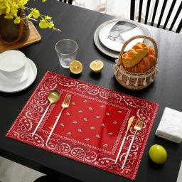 Bandana Red Table Mat para Mesa de Jantar, Acessórios de cozinha, Linens Placemat, Tea Coaster Pads, 4 Pcs, 6Pcs Set - Image 5