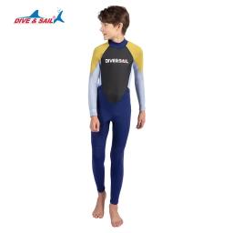 Terno de mergulho infantil em neoprene, fato de manga comprida One Piece, meninos jovens, meninas surfando, mergulho, maiô de inverno, 2,5mm - Image 4