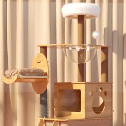 Torre de gato multifuncional, árvore de escalada e arranhando, placa de poste de sisal, casa villa com células, grande jumptoy - Image 3